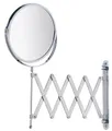 WENKO Kosmetik-Wandspiegel Teleskop Exclusiv, Kosmetikspiegel mit 3-Fach Vergrößerung, Stufenlos ausziehbar, Schwenkbar, Höhenverstellbar, Spiegel: Ø 16 cm, 19 x 38,5 x 50 cm, Chrom