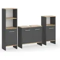 Badmöbel-Set Vicco Karli Anthrazit/Goldkraft Eiche 3-teilig, Model 55499 - Dunkelgrau/Braun