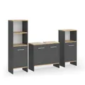 Vicco Badmöbel-Set Karli, Anthrazit/Goldkraft Eiche, 131.4 cm, besteht aus Waschbeckenunterschrank, Spiegelschrank und Hochschrank