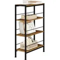 Woltu Standregal, Dunkelbraun, Schwarz, Metall, 4 Fächer, Rechteckig, eckig, 50x78x20 cm, Wohnzimmer, Regale, Bücherregale