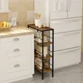 Woltu - Bücherregal, Nischenregal Standregal Mit 4 Ebenen, Küchenregal Gewürzregal, Leiterregal Schmal, Für Büro Wohnzimmer Schlafzimmer Küche, Holzwerkstoff Metall, 50x78x20cm, Vintage Braun Schwarz