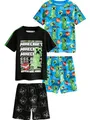 NEXT Jungen Minecraft Kurze Baumwoll-Schlafanzüge, 2er-Pack Green/Black 146