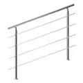 MONZANA® Treppengeländer Edelstahl Pflegeleicht 150cm mit 4 Querstreben Innen und Außen Handlauf Geländer Brüstung Balkon