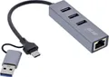 InLine 33380S, USB 3.2 Gen 1 (3.1 Gen 1) Type-A + Type-C, RJ-45, USB 3.2 Gen 1 (3.1 Gen 1) Type-A, 5000 Mbit/s, Grau, Aluminium, 165 m