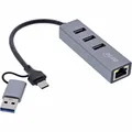 InLine® 4in1 Gigabit Hub, USB-C™ & USB-A, 1x RJ45, 3x USB 3.2 Gen.1, 16,5 cm