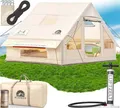 ELONEO Luftzelt Glamping Zelt aufblasbar Campingzelt Familienzelt ohne Gestänge Outdoor- und Festival Zelt, 2 - 4 Personen, Beige