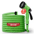 Flexibler Gartenschlauch [15m lang, grün] inkl. Brause und Adapter 1/2 Zoll & 3/4 Zoll“ dehnbarer Wasserschlauch