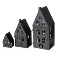 3tlg. Laterne Dover schwarz aus Metall H13-35cm Dekohaus Metallhaus Windlicht
