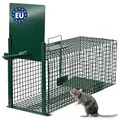 Moorland Lebendfalle in 60x23x23cm Safe 5001 - Robuste wetterfeste große Lebendfalle als Marder-Falle, Katzen-Falle, Fuchs-Falle, Ratten-Falle mit Falltür - Stabile Drahtfalle