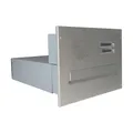 B-042 Durchwurf-Briefkasten Mauer Sprechfeld V2A-Edelstahl Mauerstärke 39-62cm