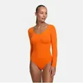 cfab (creamy fabrics) Shaping-Body Bodysuit Sculpting Shapewear Longsleeve mit String-Sunset Orange-5XL (1-tlg) orange 5XL