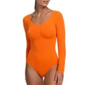 creamy fabrics Damen Figurformender Shapewear Bodysuit mit String – Longsleeve Body für unsichtbaren Sitz – Starke Kompression Bauch & Taille – Nahtlos mit Po-Lifting Effekt