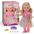BABY born Carla hat langes, hochwertiges Haar und bringt 7 Accessoires zum Stylen mit.