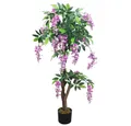 Kunstbaum Blauregen Wisteria Glyzinie Künstliche Pflanze mit Echtholz 120 cm, Decovego