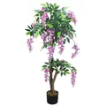 Blauregen Wisteria Glyzinie Künstliche Pflanze mit Echtholz 120cm Decovego