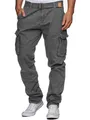 Indicode Herren William Cargohose aus Baumwolle m. 7 Taschen inkl. Gürtel | Outdoorhose Iron, M