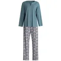 CALIDA Pyjama Autumn Dreams Damen (2 tlg) aus 100% PIMA Baumwolle, atmungsaktiv, pflegeleicht blau M (44/46)