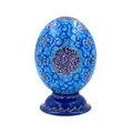 africX Straußenei Blue Magic – Handbemaltes Kunstobjekt mit Ständer | Echte Straußenschale | Orientalisches Dekor | Unikat als Geschenk & Deko