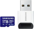 Samsung Pro Plus 1TB + USB-Kartenleser Speicherkarte (1000 GB, UHS Class 3, 180 MB/s Lesegeschwindigkeit)