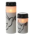 MARELIDA LED Grablichter Taube Grabkerze Trauerlicht Gedenklicht Friedhofkerze batteriebetrieben aus Kunststoff (2x Taube 12cm/21cm)