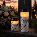 LED Grablichter Grabkerzen Taube Friedhof Trauerlicht Gedenklicht Timer 2er Set