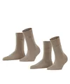 ESPRIT Damen Socken Uni Multipack W So Baumwolle einfarbig 2 Paar, Braun Nutmeg Melange 5410, 39-42