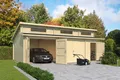 Garage Stufendach 44 mm Hawaii mit Holztor 820x520 cm Lasita