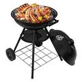 WOLTU CPZ8134sz Holzkohlegrill Holzkohle Kugelgrill Standgrill mit Räder 44 * 73CM, Barbecue Grill für Garten Camping, Schwarz