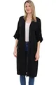 Malito - Damen Kimono - Cardigan für den Sommer - Tunika Poncho Blazer für den Alltag - Strand Party Bikini Cover Up Basic 2342 (Größe: 34-42 schwarz)