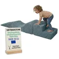 Pillows24 – Schaumstoff Bausteine Kinder aus Cord | 4-teiliges Softbausteine Set zum Spielen & Klettern Baby | Schaumstoffbausteine XXL für Motorik & Bewegung | Türkis