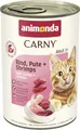 animonda Carny Katzen Nassfutter Rind + Pute + Shrimps (6 x 400g), getreidefreies Katzen Nassfutter ohne Zucker, mit frischen fleischigen Zutaten