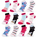 L&K-II Kurzsocken 2118-2810 (Beutel, 10/12-Paar) Socken Mädchen aus Baumwolle bunt 23-26