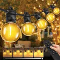 Bowfar Lichterkette Außen Strom, 6M G40 Glühbirnen Balkon Lichterketten Outdoor mit 10+1 Stk, IP68 Wasserdicht Dimmbar Pavillon String Lights mit Fernbedienung für Garten Terrasse Party Hochzeit