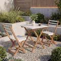 Garnitur HWC-P71, Sitzgruppe Lounge-Set Garten 2x Stuhl Tisch, Akazie Holz klappbar natur-weiß