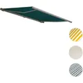 Elektrische Kassettenmarkise T122, Markise Vollkassette 4x3m ~ Polyester blau-grün, Rahmen grau