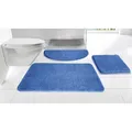 OTTO home Badematte Inga, Badezimmer Teppich, Badvorleger, Höhe 20 mm, rutschhemmend beschichtet, fußbodenheizungsgeeignet, schnell trocknend, strapazierfähig, Polyester, rechteckig, Badteppich, unifarben, weich, als halbrund und rechteckig erhältlich blau rechteckig | 70 cm x 110 cm x 20 mm