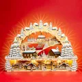 SIKORA LB45 XXL LED Holz Schwibbogen SKIHÜTTE MIT BERGBAHN UND WEIHNACHTSDORF