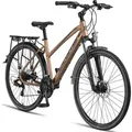 Licorne Bike Premium Touring Trekking Bike in 28 Zoll - Fahrrad für Jungen, Mädchen, Damen und Herren - 21 Gang-Schaltung - Mountainbike - Crossbike - Gold