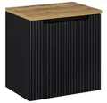 Lomadox Waschbeckenschrank NEWPORT-56-BLACK 60 cm Waschtischunterschrank 40 cm tief schwarz Eiche 2 Türen