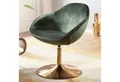 FINEBUY Polsterstuhl Loungesessel SIRAN Drehstuhl Clubsessel Samt Cocktailsessel (Samt Grün / Gold 70x79x70 cm, Design Drehstuhl), Loungesessel Drehbar, Polsterstuhl Lounge