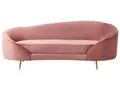 Beliani 2er Sofa Samt rosa gebogen oval mit goldenen Metallbeinen Retro Glamourös Savar