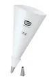 Dr. Oetker Spritzbeutel Baumwolle 35 cm, Universaladapter und zwei hochwertige Edelstahl-Tüllen inklusive, Backzubehör zum Dekorieren und Verzieren (Farbe: weiß), Menge: 1 Stück