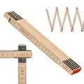 Metrie™ Zollstock Perfekt 10 – Gliedermaßstab 2m | Natur | Lackiertes Holz, schwarze Stahlgelenke – Duplex Teilung, Hergestellt in der EU | Robuster & Präziser Holz-Gliedermaßstab | 1 Stk