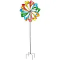 Lex Metall Doppel Windrad 210x62cm Windspiel Gartendeko Balkon Terrasse Multicolor