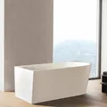 Belvit Halbfreistehende Eckbadewanne 170 x 78 cm links, Acryl Badewanne weiß glänzend mit Klickablauf, raumsparbadewanne für Eckmontage, freistehende wanne teilfreistehende badewanne modern, Weiß