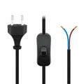 Wentronic Netzkabel (Eurostecker und Schalter auf abisolierte Kabelenden) 1,5m schwarz