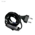 Stromkabel 2x0,75mm² mit Zwischenschalter & Eurostecker schwarz, Anschlußkabel