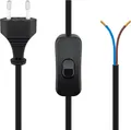 Goobay® Kabel mit Eurostecker zum Konfektionieren - mit Schalter, 1,5 m, Schwarz