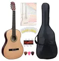 Classic Cantabile AS-851 1/2 Konzertgitarre Starter Set (Komplettes Anfänger Set mit Klassik Gitarre, Gigbag Tasche, Nylonsaiten, Lehrbuch/Schule, 3x Plektren und Stimmpfeife)