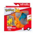Pokémon PKW3459 - Battle Figure Pack - Glurak & Pikachu, beweglicher Glurak mit Pikachu